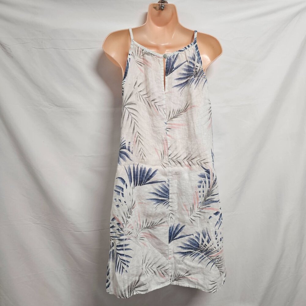 Lungo L'arno Tropical Sun Dress Women Size M White Linen - Picture 6 of 14